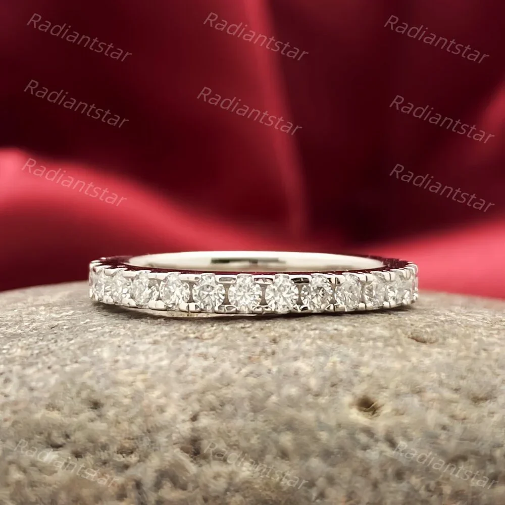 NEW 2mm Moissanite 3/4 Eternity Pave Band Ring